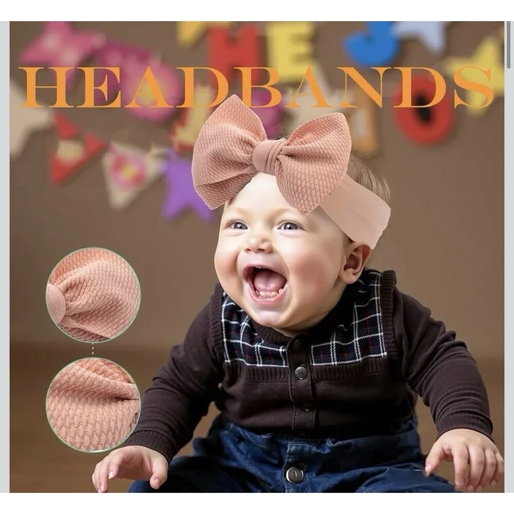 Baby Girl Headbands - Nylon Bow Hair Accessories for Newborn Infants, Toddlers (